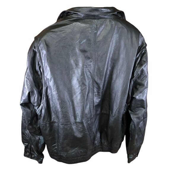 Wilsons Men Leather Bomber Jacket Size XXLT Black Thinsulate Full Zip Moto Biker - Picture 2 of 16